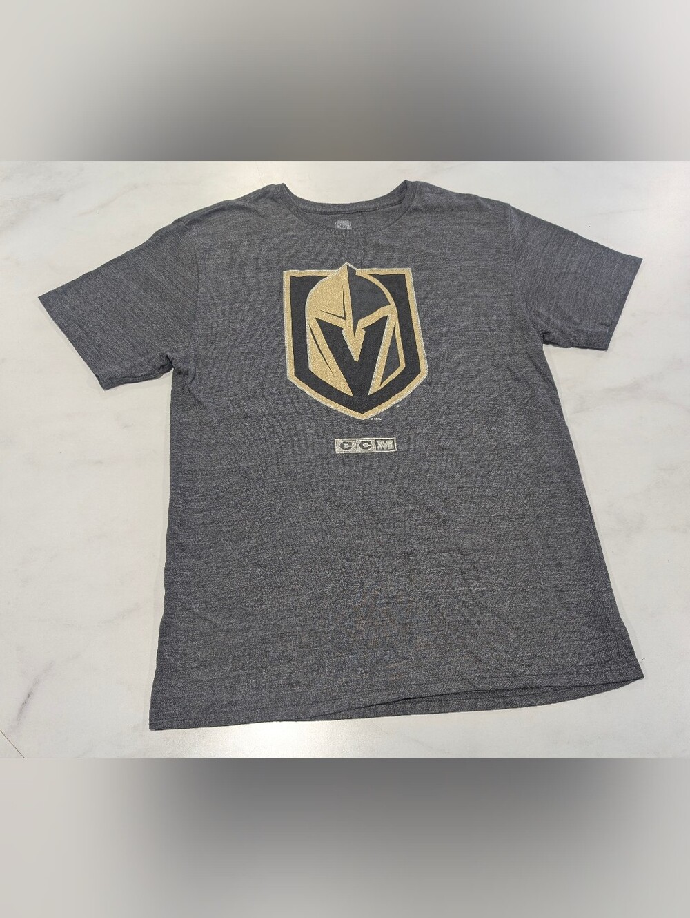 CCM Gray T-Shirt with Vegas Golden Knights Gold Shield Logo